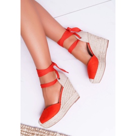 Sandalias De Mujer Con Cuña Naranja Tahaya 4