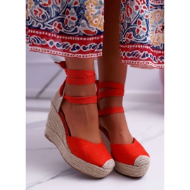 Sandalias De Mujer Con Cuña Naranja Tahaya 2