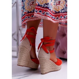 Sandalias De Mujer Con Cuña Naranja Tahaya 3