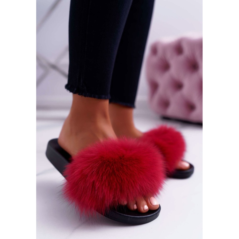 Pantuflas de Mujer con Piel Natural Naturis Rojo 1