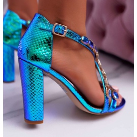 Sandalias de mujer con tacón alto Lu Boo Azul 8258-1 Vernee 3