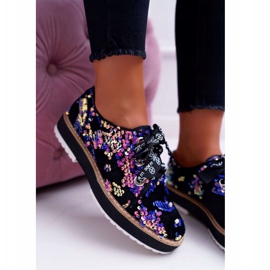 Brogues para mujer Lu Boo Violet Sequins Moonlight negro violeta multicolor 5