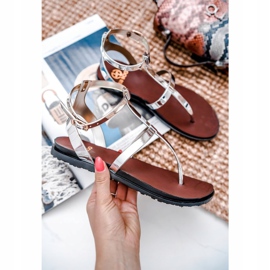 Sandalias de espejo plateadas Lu Boo Roman Japanese Lento gris 1