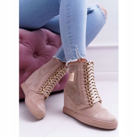 Zapatillas de Mujer Lu Boo Calado Suede Beige Clamma 5