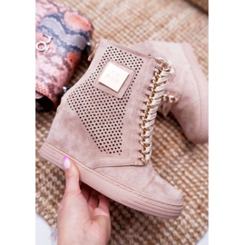 Zapatillas de Mujer Lu Boo Calado Suede Beige Clamma 1