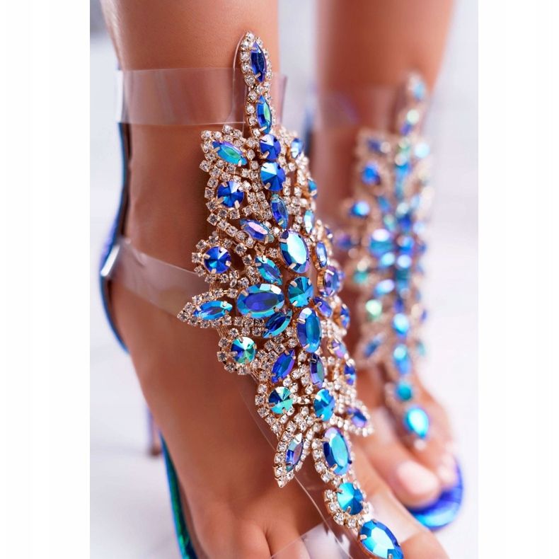 Sandalias de mujer con tacón alto Lu Boo Petrol 2047-89 Milleni azul 2