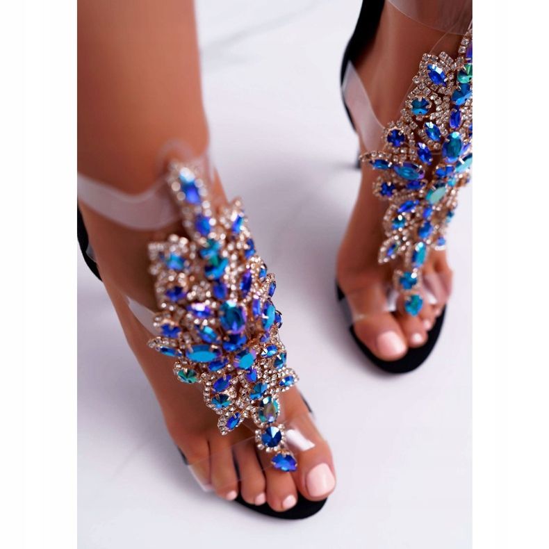 Sandalias de mujer con tacón alto Lu Boo Suede Negro 2047-89 Milleni 2