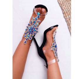 Sandalias de mujer con tacón alto Lu Boo Suede Negro 2047-89 Milleni 4