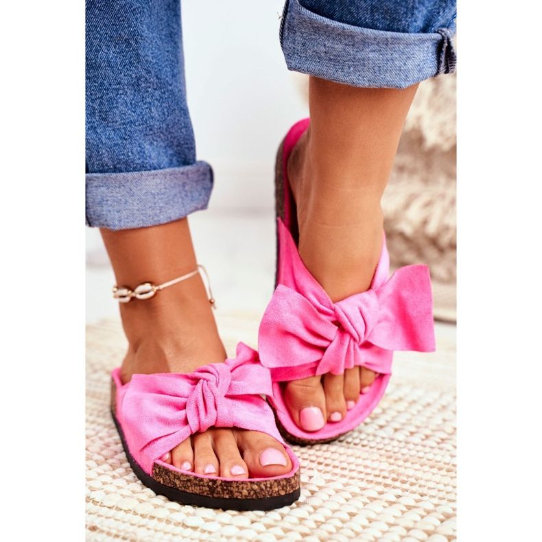 BUGO Pantuflas Mujer En Corcho Neón Fucsia Wendy rosa 1