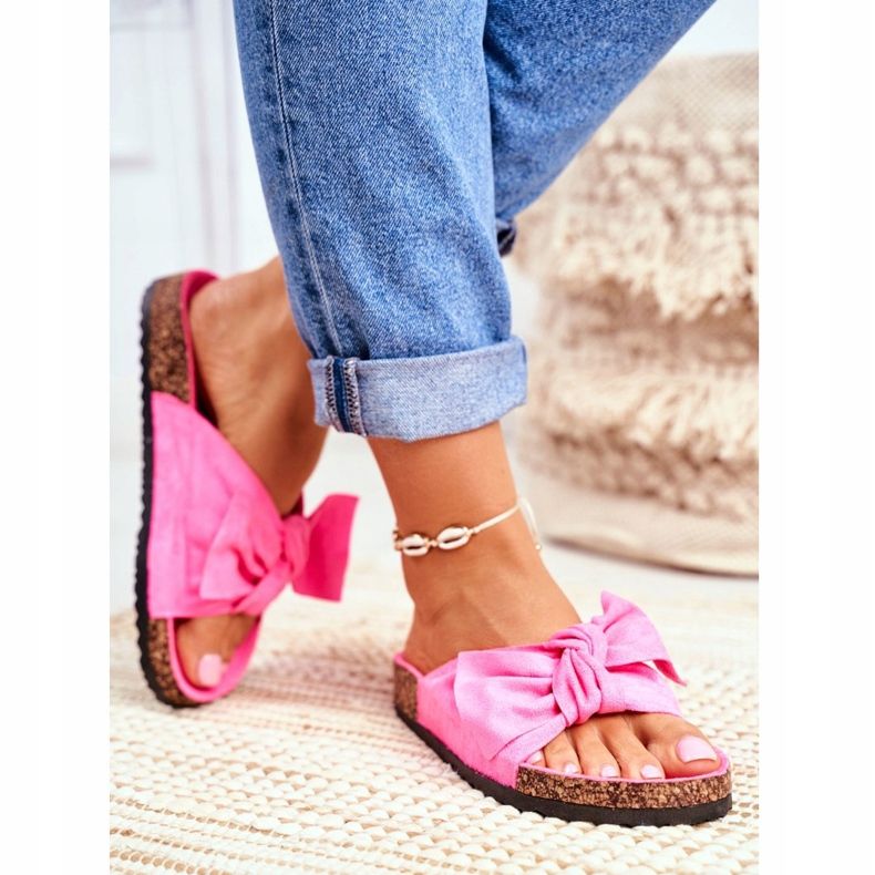 BUGO Pantuflas Mujer En Corcho Neón Fucsia Wendy rosa 2