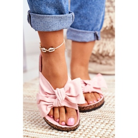 BUGO Pantuflas Mujer En Corcho Lazo Polvo Rosa Wendy 2