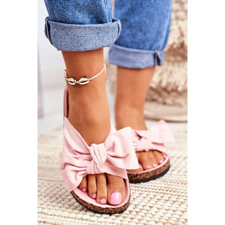 BUGO Pantuflas Mujer En Corcho Lazo Polvo Rosa Wendy 2