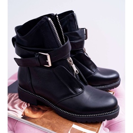 SEA Botas militares de tacón plano para mujer Black Travist negro 6