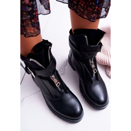 SEA Botas militares de tacón plano para mujer Black Travist negro 2