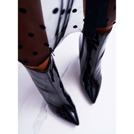 SEA Botas De Mujer Con Tacón Alto Lacado Negro Demens 2