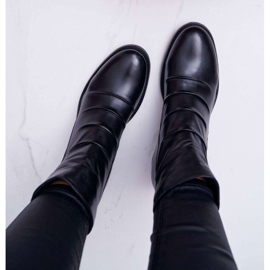 Botas de Mujer Negro Tacón Plano Piel Natural Laura Messi 4