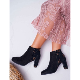 Botas De Mujer Con Tacón Alto Sergio Leone Con Flores Doradas Folk Negro Eros2 3