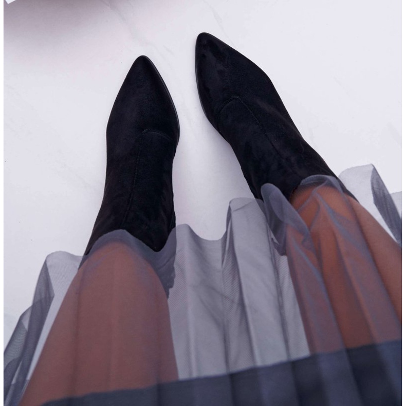 FRID De Mujer Botas en el Tacón con Pico Cremallera Ante Negro Ferol 2