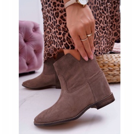 Botas de mujer Cuña oculta Tacón plano Cappuccino Dark Nicole 2419 marrón 1
