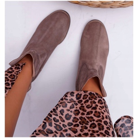 Botas de mujer Cuña oculta Tacón plano Cappuccino Dark Nicole 2419 marrón 3