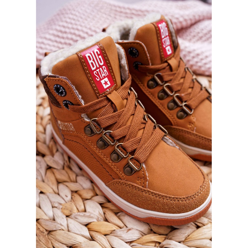 Zapatos para niños Zapatillas de deporte Big Star Sheepskin Camel EE374085 marrón 2