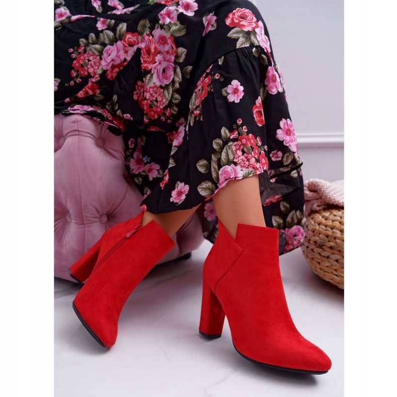 Vinceza De Mujer Botas Con Tacón Ante Rojo Volante 2