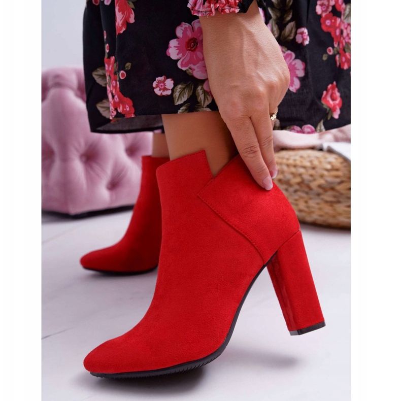 Vinceza De Mujer Botas Con Tacón Ante Rojo Volante 1