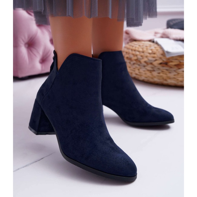 Vinceza Botas De Mujer Con Tacón Ante Azul Marino Mimosa 1