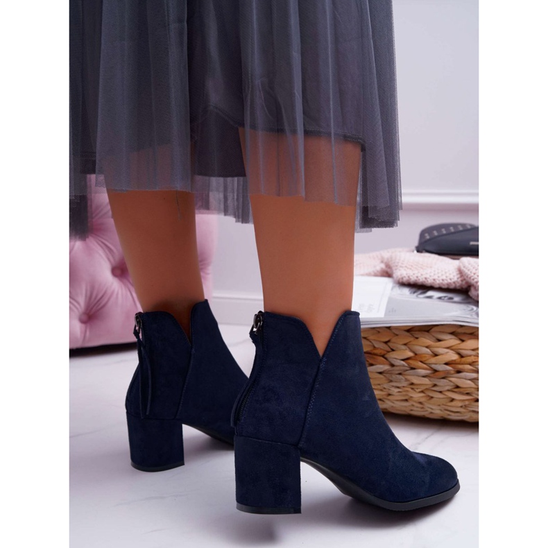 Vinceza Botas De Mujer Con Tacón Ante Azul Marino Mimosa 2