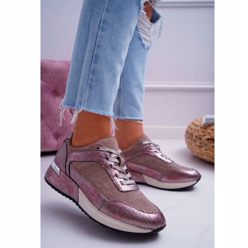 Zapatillas deportivas de mujer Beige Sergio Leone Ondar marrón rosado 1