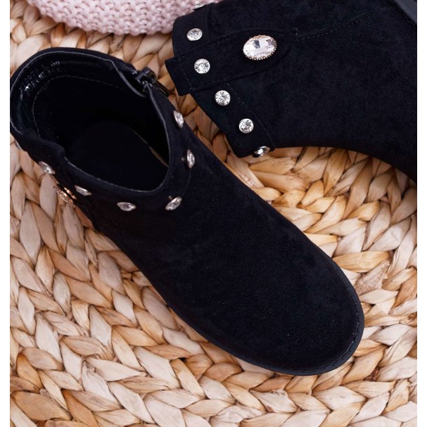 POPA Botas Infantiles Negras con Cristales Tacón Plano Venici negro 2