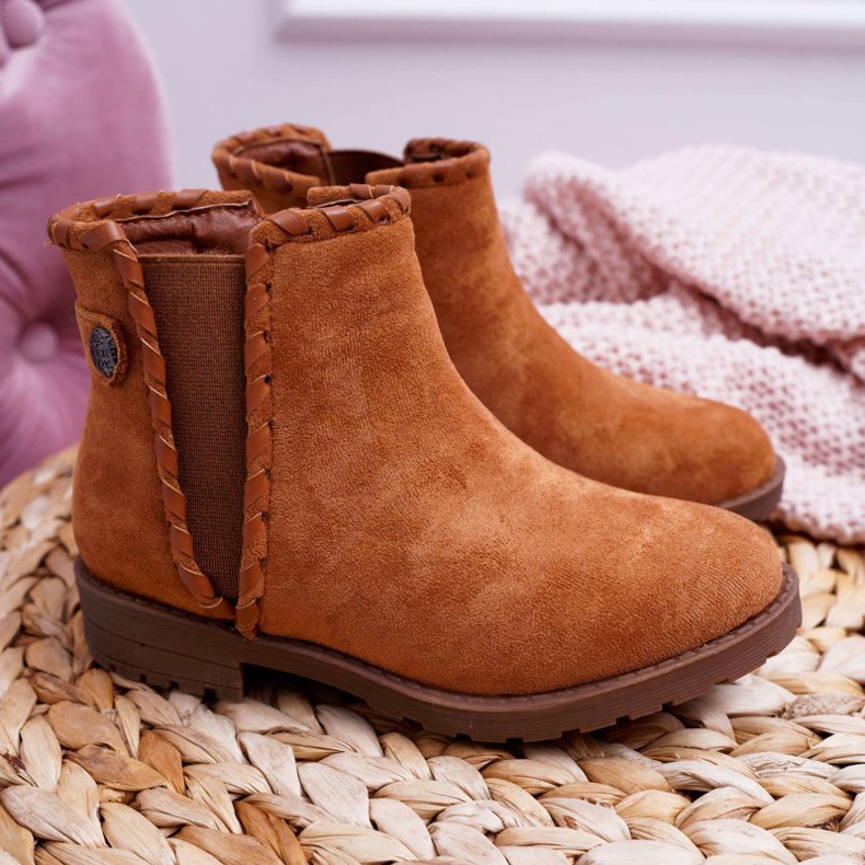 POPA Botas Infantiles Tacón Plano Camel Sicarro marrón 2