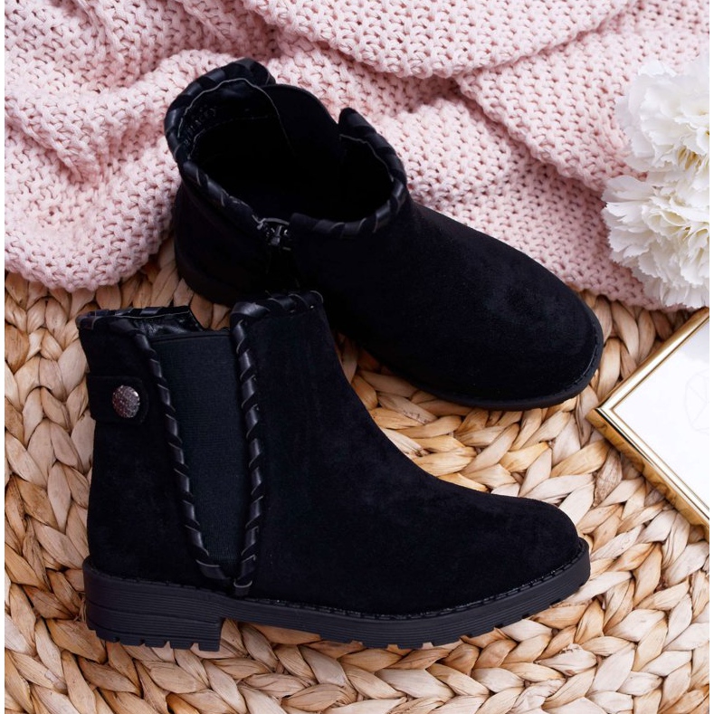 POPA Botas Negras Infantiles Tacón Plano Sicarro negro 1 POPA Botas Negras Infantiles Tacón Plano Sicarro negro 1