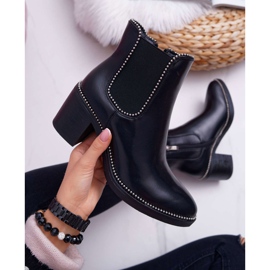 POPA De Mujer Botas De Tacón Alto Con Diamantes De Imitación Negro Rítmica 7