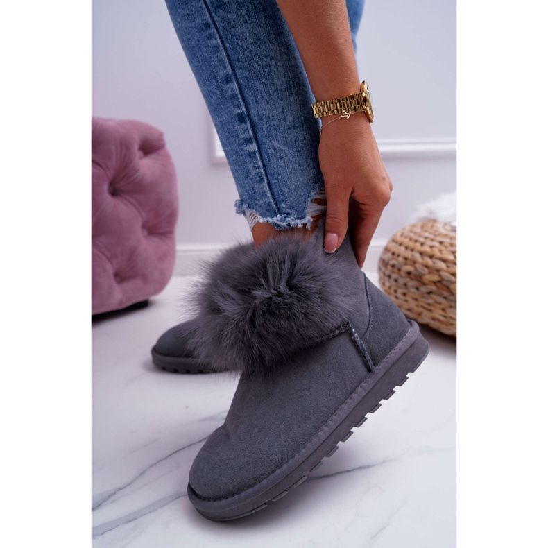 HAN Botas De Nieve De Mujer Con Piel Con Piel Ante Gris Memento 1