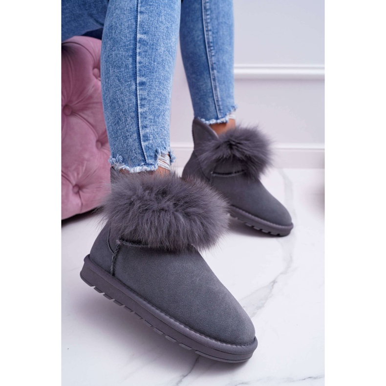 HAN Botas De Nieve De Mujer Con Piel Con Piel Ante Gris Memento 2