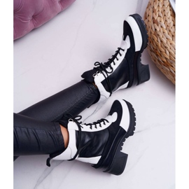 HAN Botas altas con cordones Ridley para mujer blanco negro 6