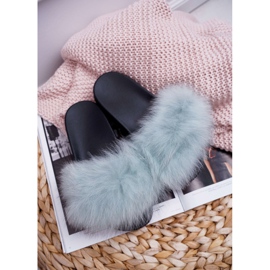 Pantuflas de Mujer con Piel Natural Menta Naturis azul 1