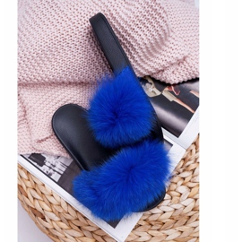 Pantuflas de Mujer con Piel Natural Naturis Sapphire azul 2