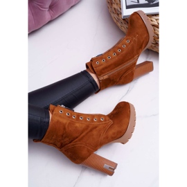 FRERY Botas de mujer de tacón alto con cremallera decorativa en Suede Camel Imagine marrón 5