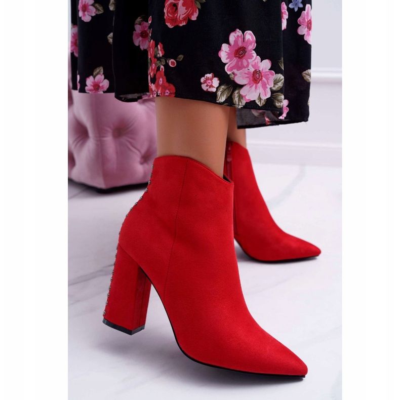 PS1 Botas De Mujer De Tacón Alto Con Remaches En Spitz Rojo Snack 1 PS1 Botas De Mujer De Tacón Alto Con Remaches En Spitz Rojo Snack 1