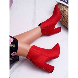 PS1 Botas De Mujer De Tacón Alto Con Remaches En Spitz Rojo Snack 5