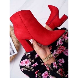 PS1 Botas De Mujer De Tacón Alto Con Remaches En Spitz Rojo Snack 6