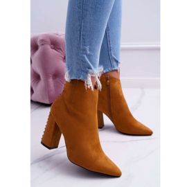 PS1 Botas De Mujer De Tacón Alto Con Remaches En Spitz RB23P Camel Snack marrón 1
