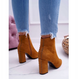 PS1 Botas De Mujer De Tacón Alto Con Remaches En Spitz RB23P Camel Snack marrón 2
