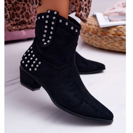 FP1 De Mujer Botas Vaqueras Tacón Plano Negro Fino 1