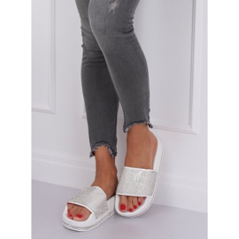 Blanco N-59 Zapatillas blancas de suela gruesa gris 2