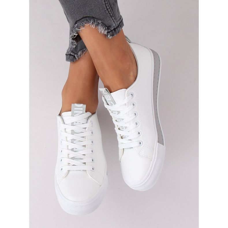 Zapatillas de mujer blancas y grises R13YD1388-11 Gris blanco 2