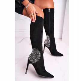 HAN De Mujer Botas en el Tacón hasta la Rodilla Negro De moda 6