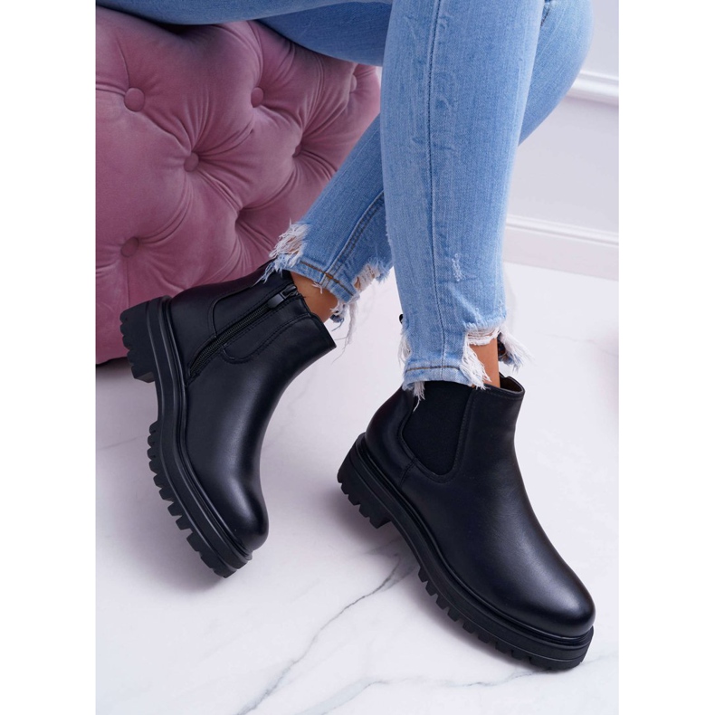 SEA Botas De Mujer Con Tacón Plano Cálido Negro Orion 2